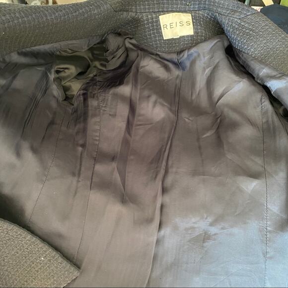 Reiss Textured Navara Navy Overcoat small - Picture 8 of 10